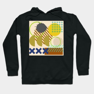 Modern Geometric Pattern Pastel Olive Ochre Retro Doodle Style Hoodie